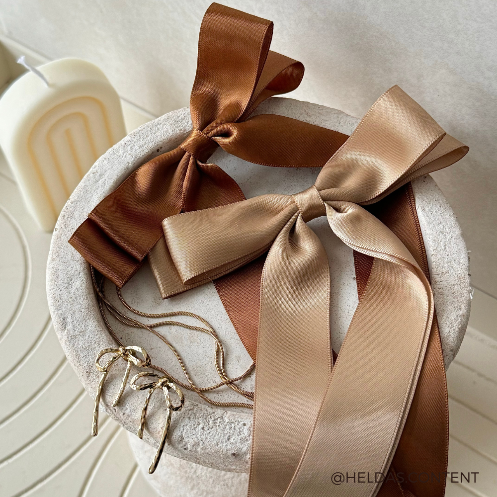 Ribbon Bow Clip - Brown
