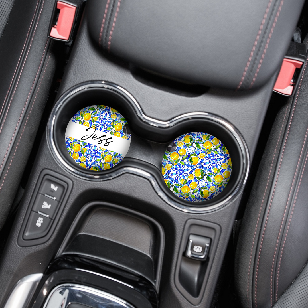 Personalised Name Car Coasters - Amalfi Lemon