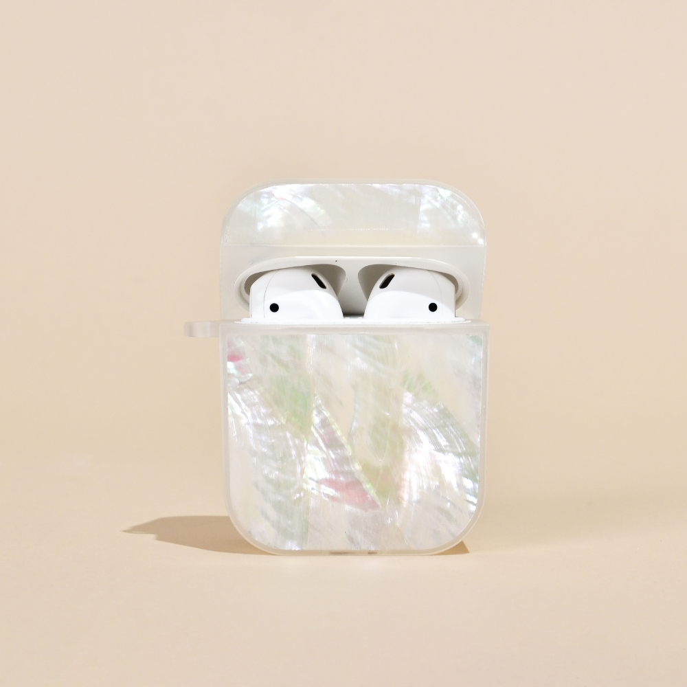 Real Natural Shell Airpods Case - White