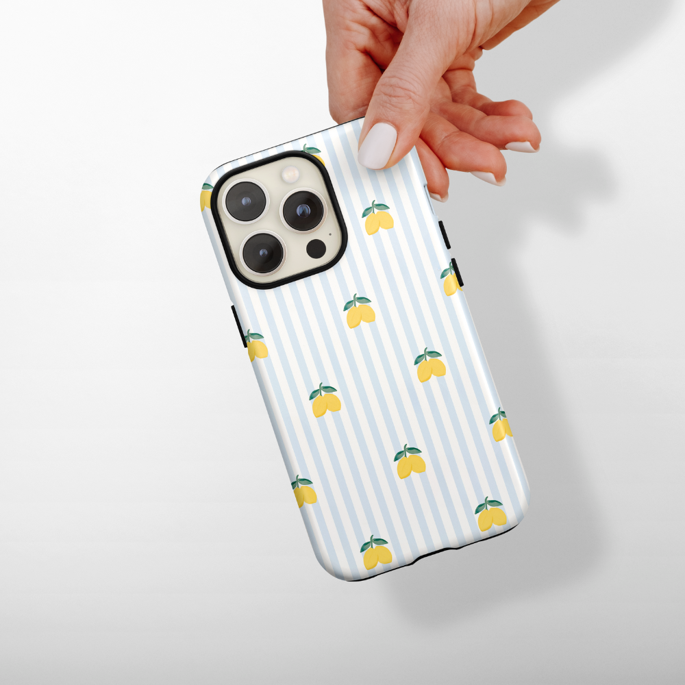 Tough Phone Case - Blue Striped Lemons