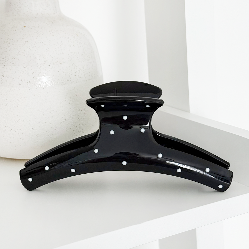 Black Polka Dot Claw Clip