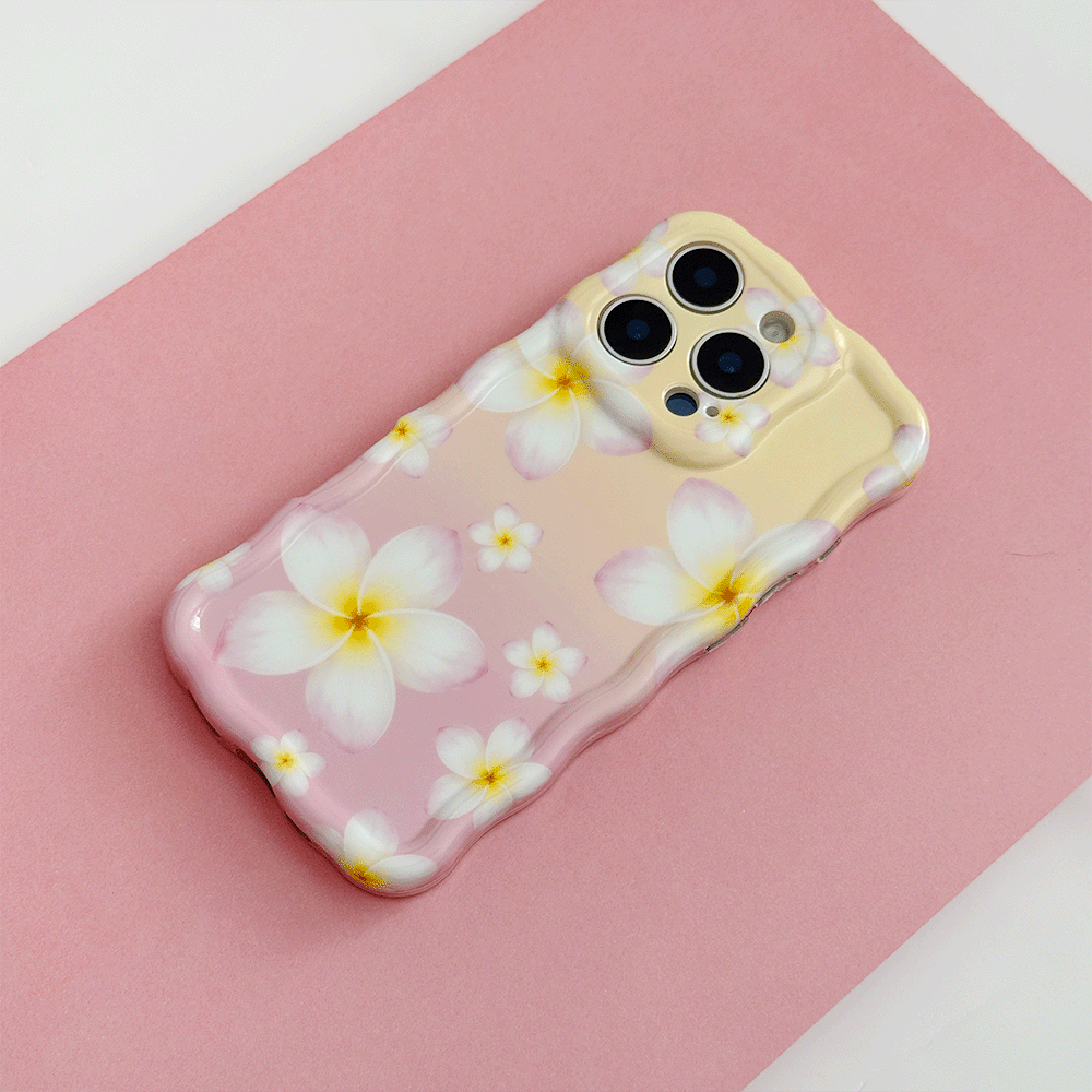 Three images: the left shows a phone with a leopard print case, the center has a tumbler, bag, lip balm, and phone, and the right depicts a phone with a cherry-patterned case, all against a red background.