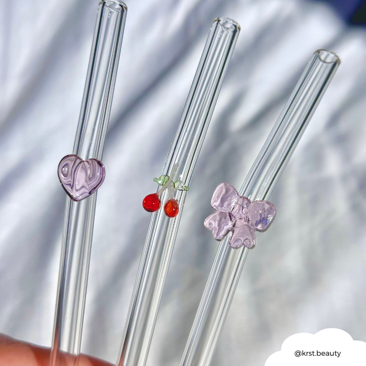Glass Straw Set - Cherries