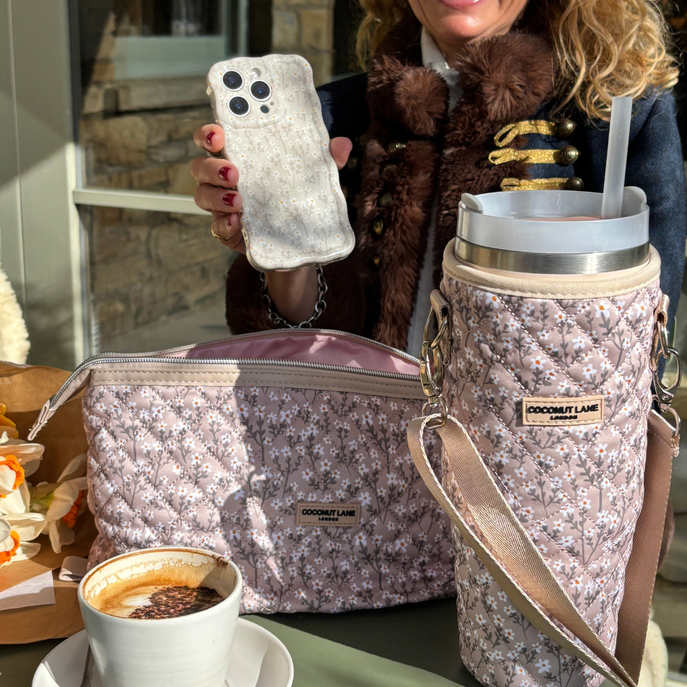 Tumbler Carry Case - Quilted Nude Flowers