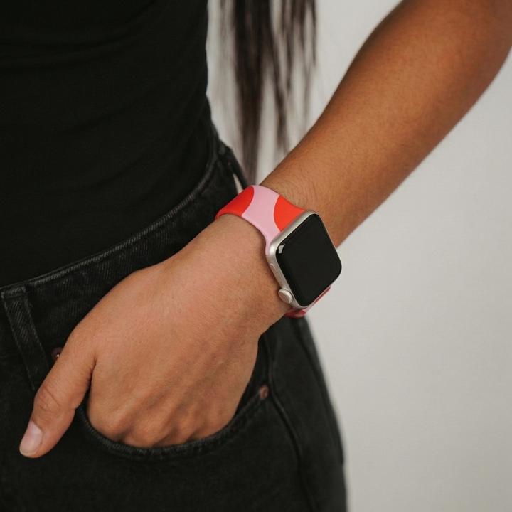Abstract Pink & Red Apple Watch Strap