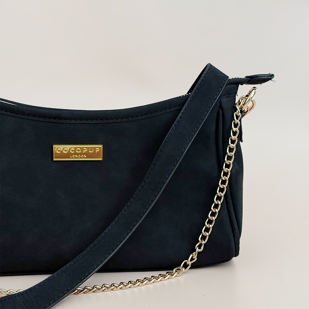 Dog Walking Bag - Black Suedette