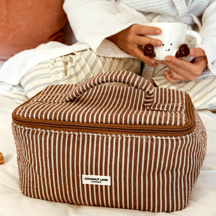 Travel Towel Vanity Case - Chestnut Stripes