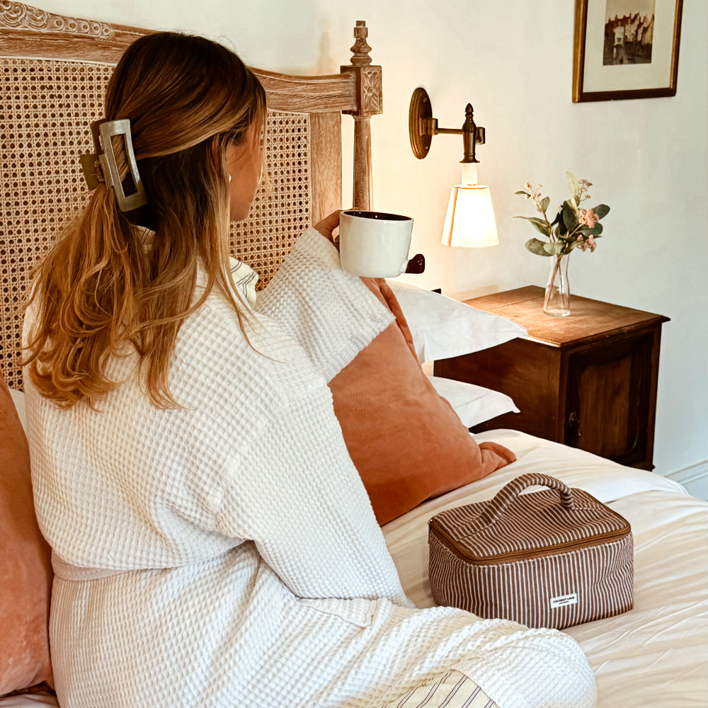 Travel Towel Vanity Case - Chestnut Stripes