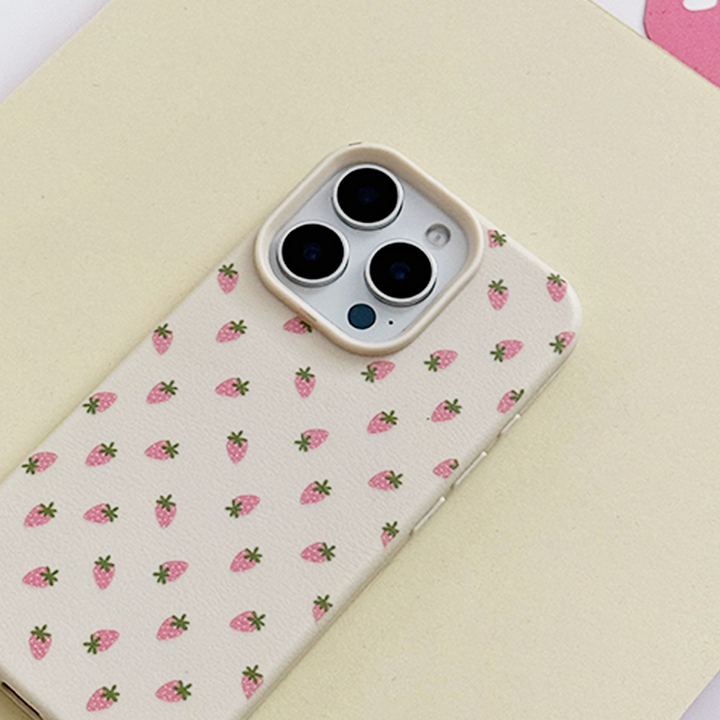 Ditsy Strawberries Phone Case - Soft White