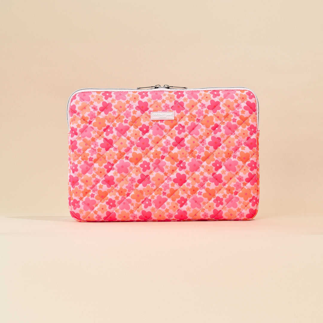Quilted Pink & Orange Bloom Laptop Sleeve