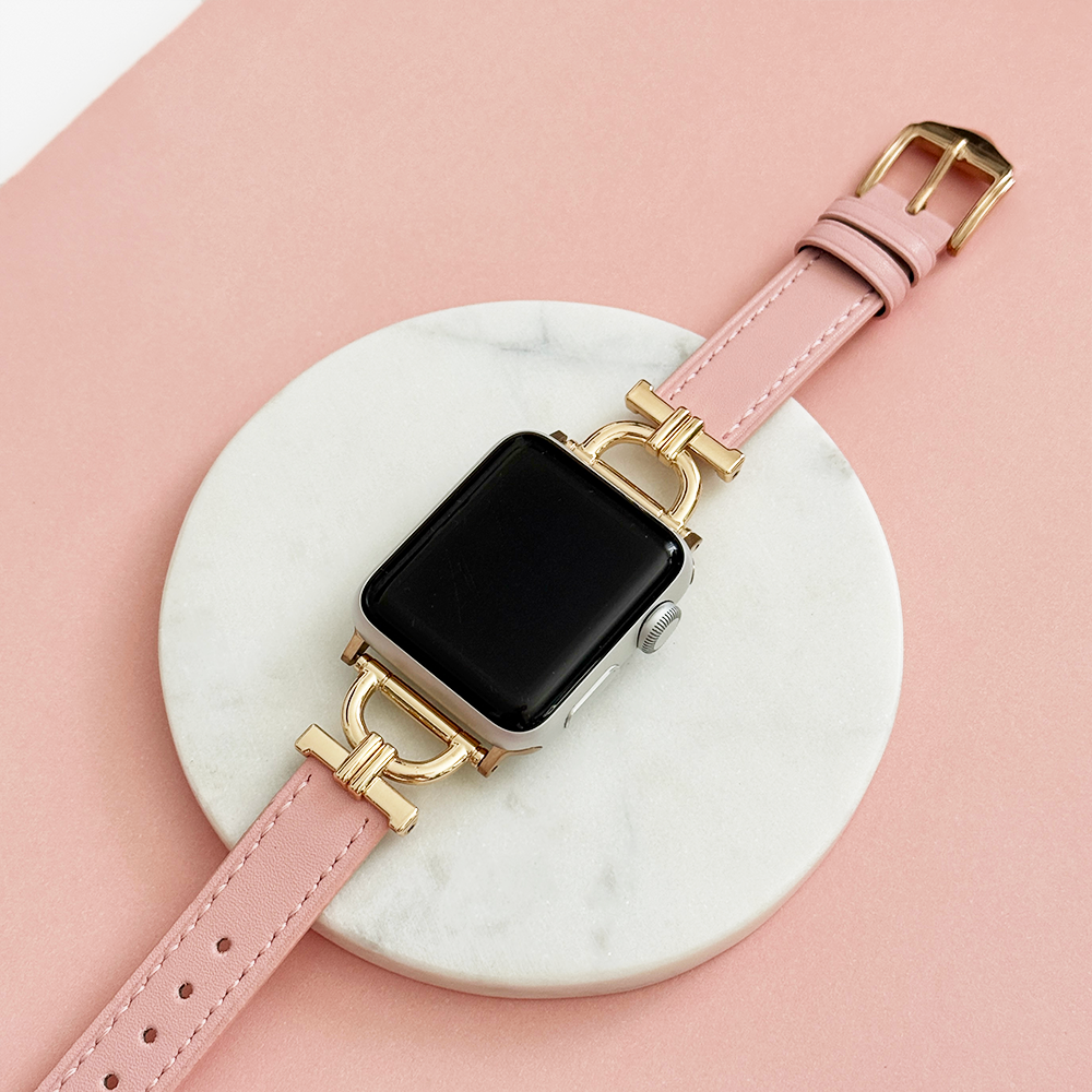 Vegan PU Leather Apple Watch Strap - Powder Pink