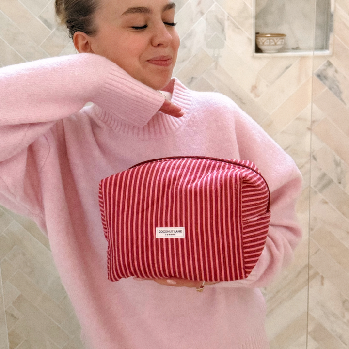 Towel Makeup Bag - Mulberry Stripes