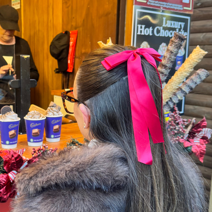 Ribbon Bow Clip - Cherry Red