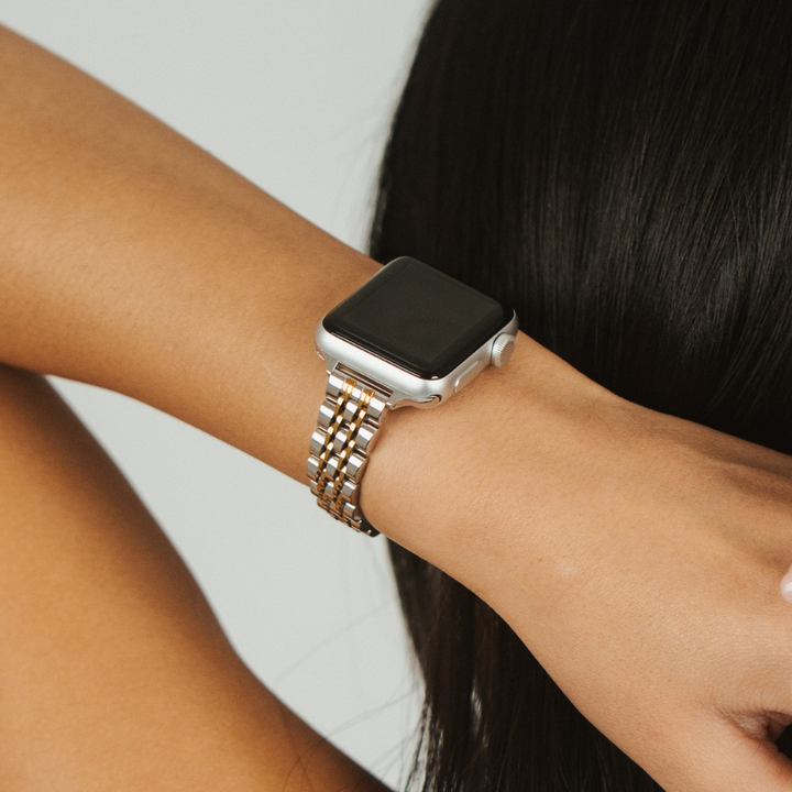 Slim Stainless Steel Apple Watch Strap - Silver & Gold