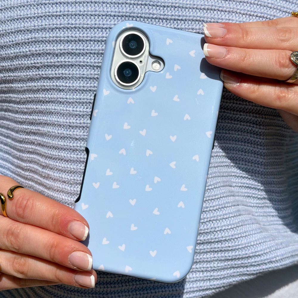 Close up image of Tough MagSafe Phone Case Blue Hearts