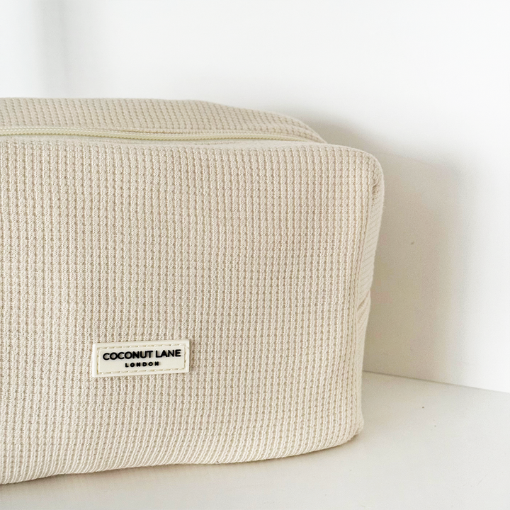 Waffle Makeup Bag - Cream