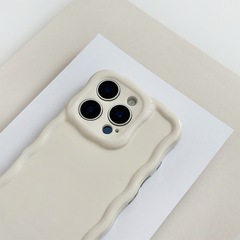 Plain creamy white coloured Phone Case with wavy edge effect.