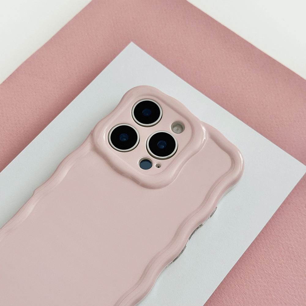 Plain baby pink coloured Phone Case with wavy edge effect.