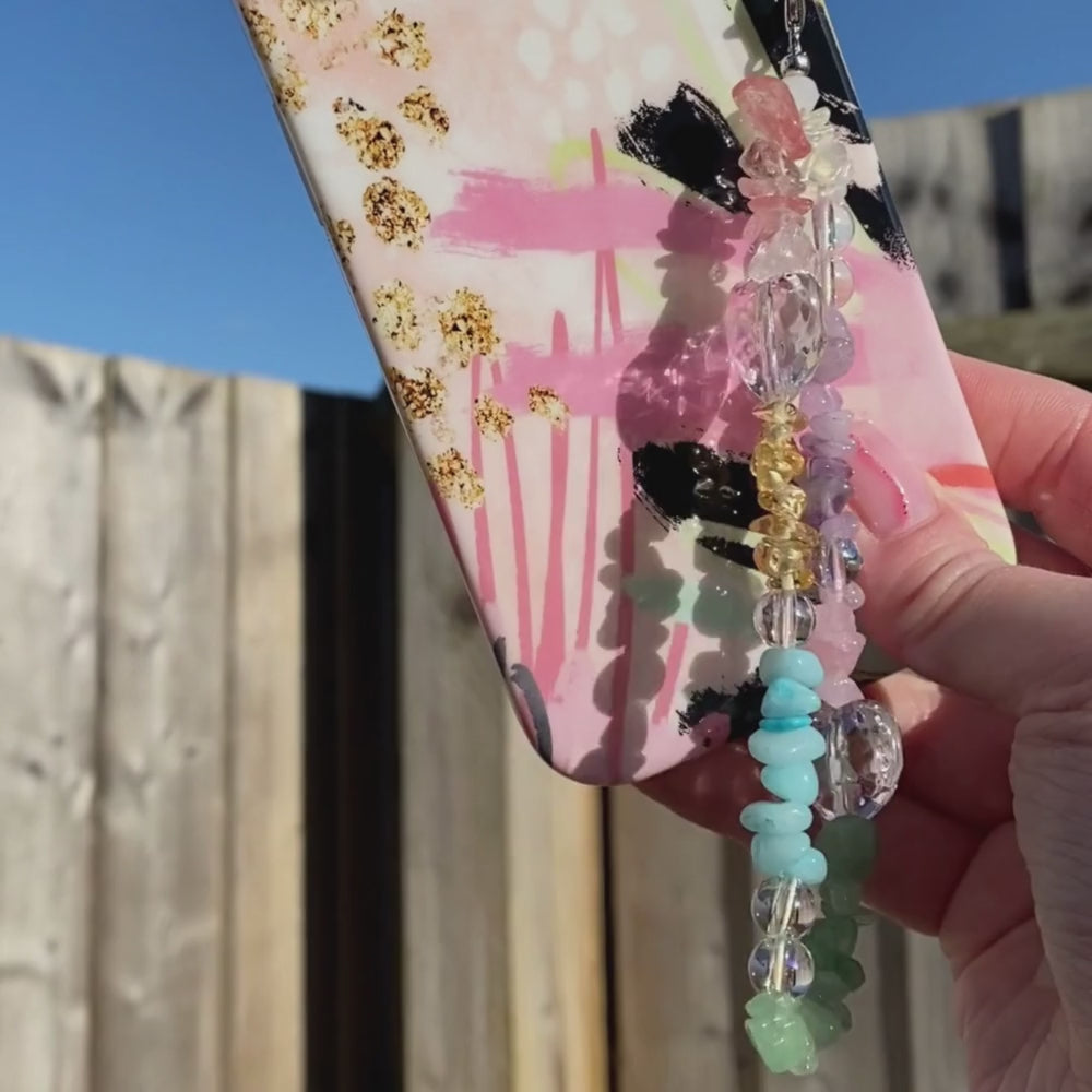 Beaded Phone Strap - Colourful Crystals